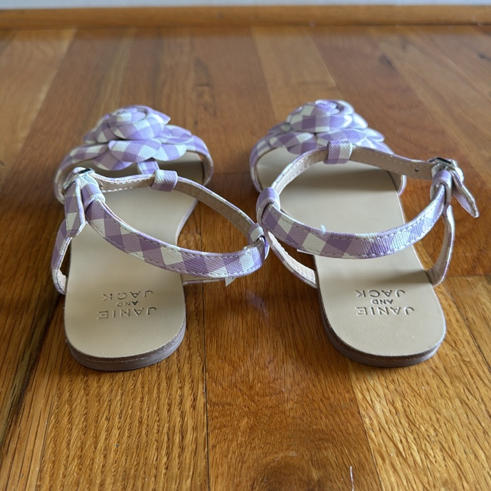 Janie and Jack Girls’ Size 13 Lilac Gingham Sandals - Picture 6 of 10